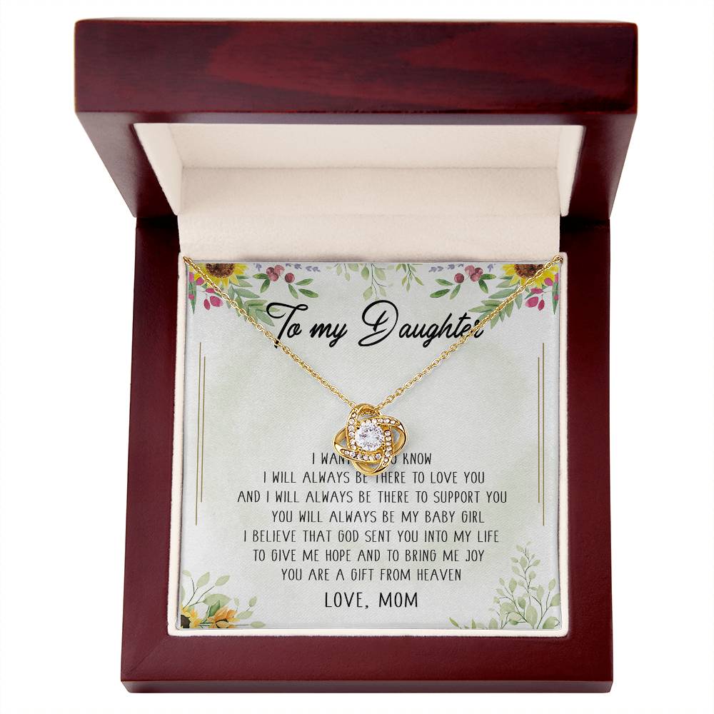 To My Daughter You're a Gift From Heaven Love Knot Necklace