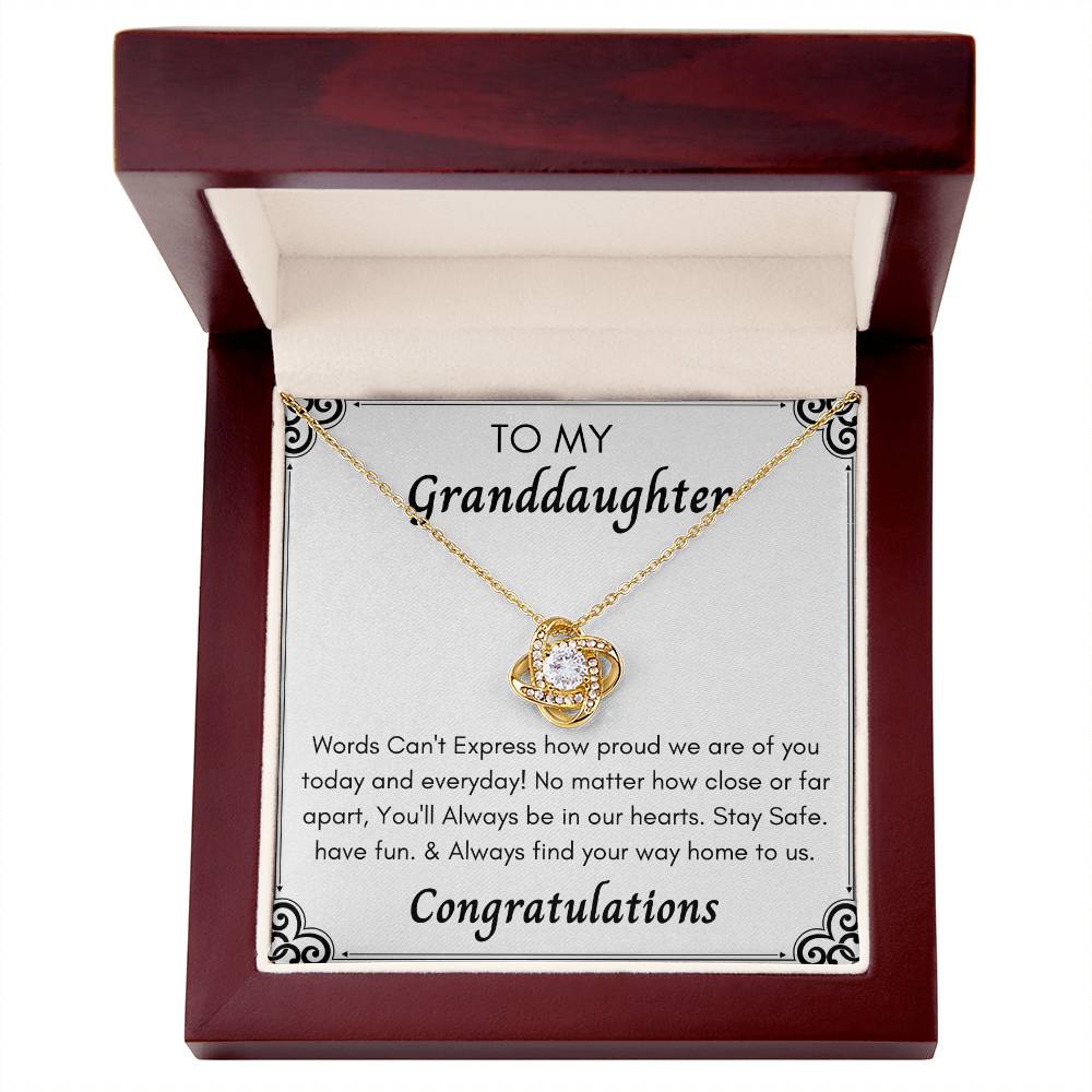 To My Granddaughter Love Knot Necklace