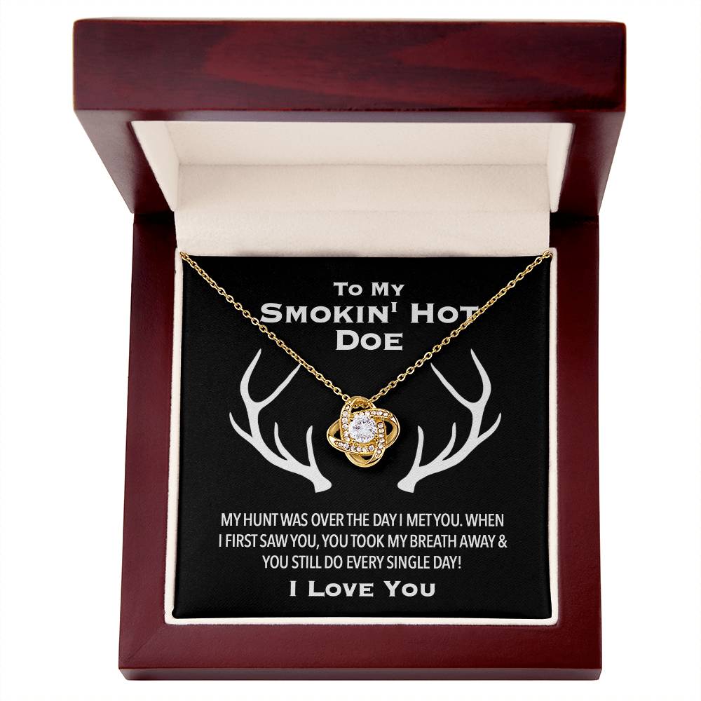 To My Smokin' Hot Doe Knotted Love Necklace | Hunter Gifts, Hunting Gifts for Women, Hunting Christmas Gift, Hunting Gift From Husband, to My Soulmate Smokin Hot, Wife Necklace, Anniversary Gift, Wife Gift, Necklace Gifts, Card Gift, Necklace for Daughter
