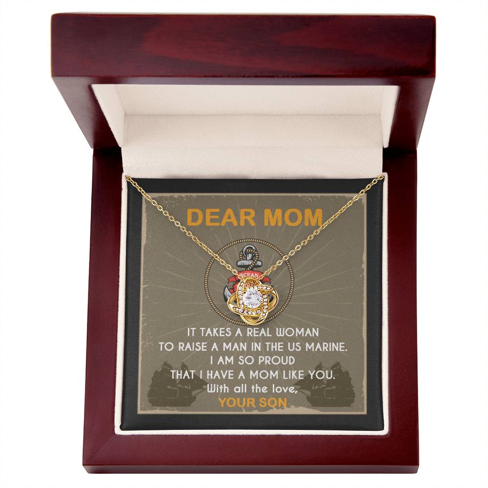 Marine Mom Gift - I Am So Proud Having Mom Like You - the Love Knot Necklace