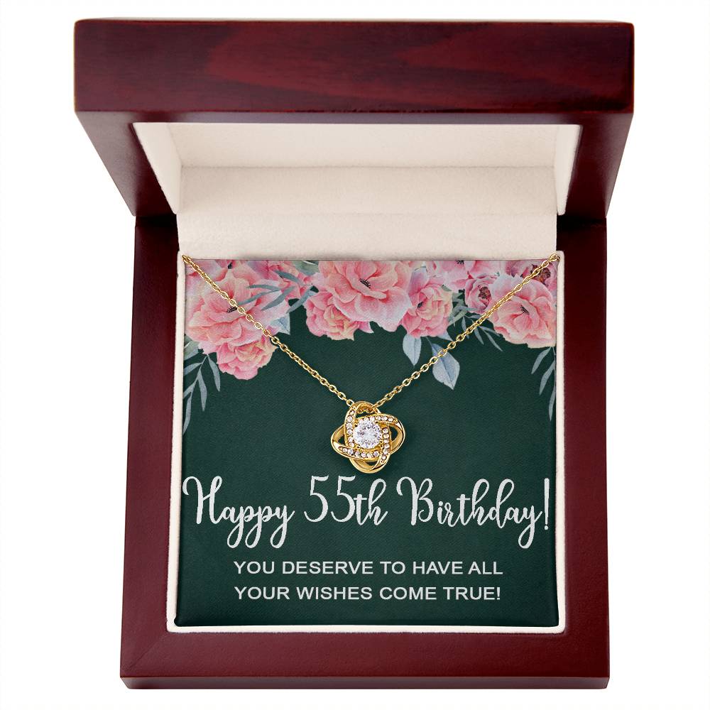 Happy 55th Birthday Gifts for Women Necklace, 55 Years Old Jewelry Gift, Birthday Gift for Mom, Love Knot Necklace Xu1162lk38