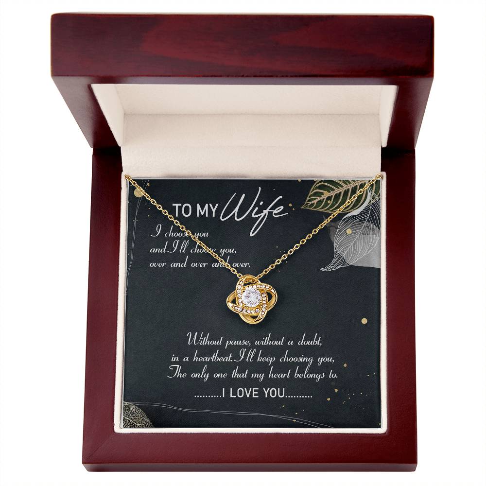To My Wife My Heart Belong to You Love Knot Necklace Message Card From Husband
