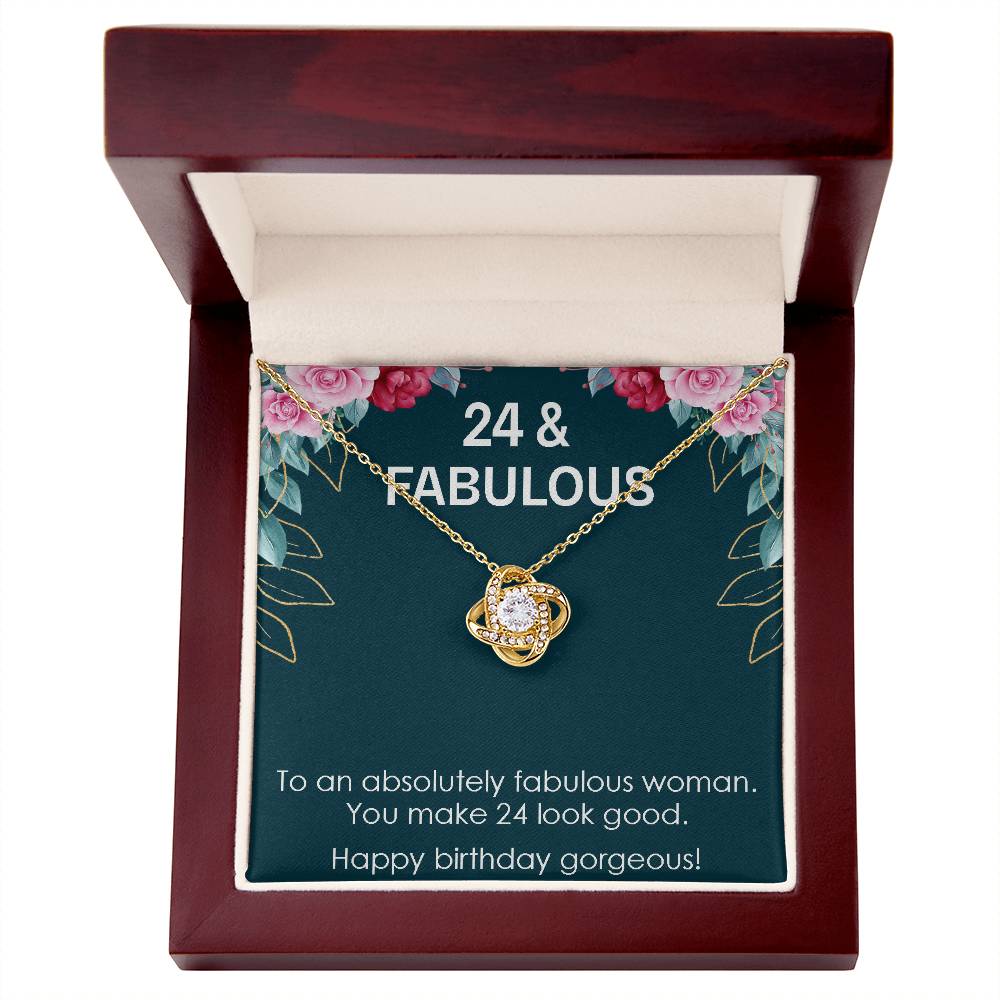 24th Birthday Gift for Womens, Turning 24 & Fabulous Necklace Gift, 24 Years Old Gift for Wife Best Friends, Love Knot Necklace