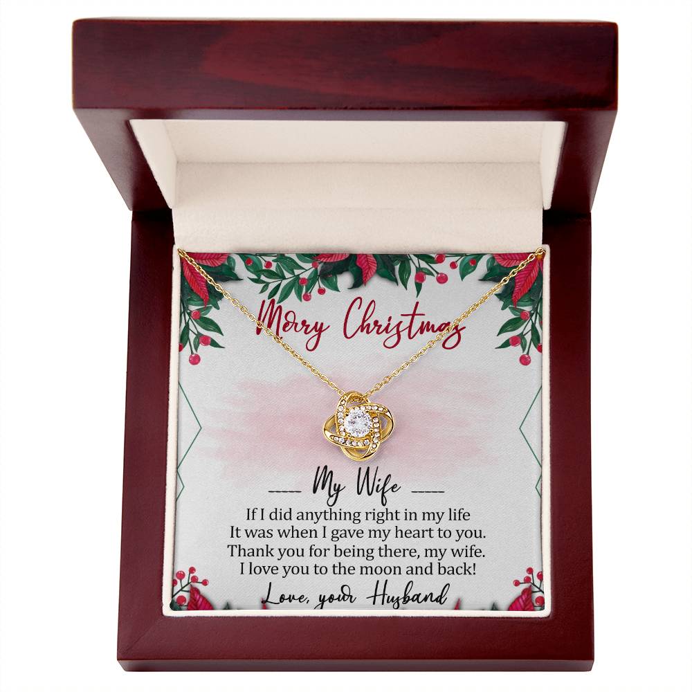 Merry Christmas My Wife Love Knot Necklace Message Card