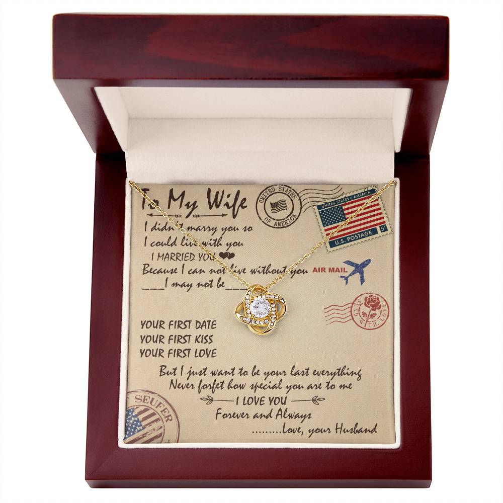 To My Wife Love Knot Necklace Message Card