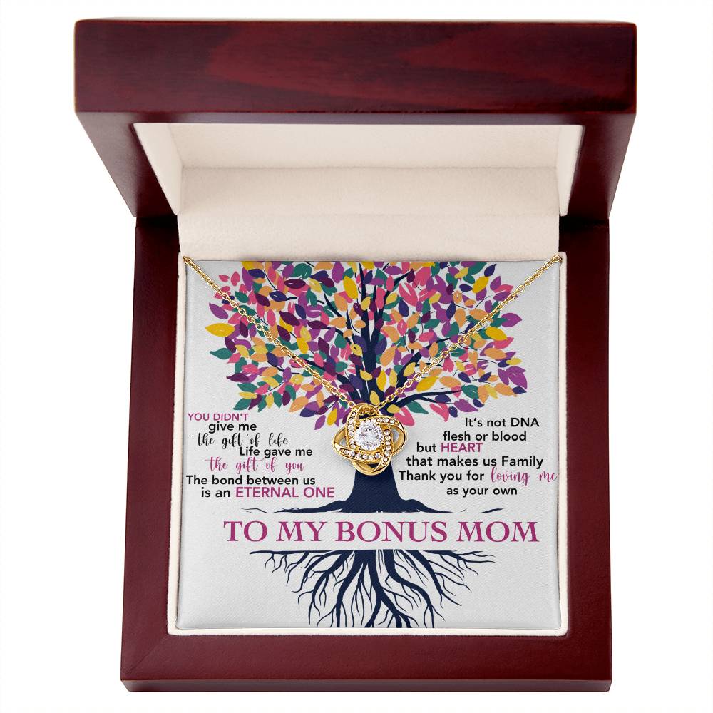 Gift for Bonus Mom Thanks for Loving Me as Your Own - Silver Necklace Message Card