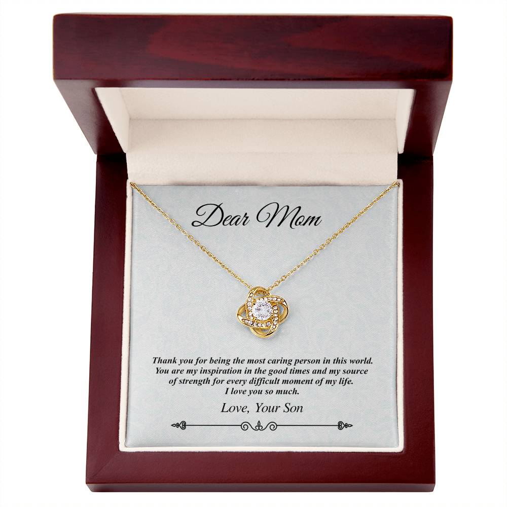 'Dear Mom' Jeweled Knot Necklace - the Most Caring Person in This World
