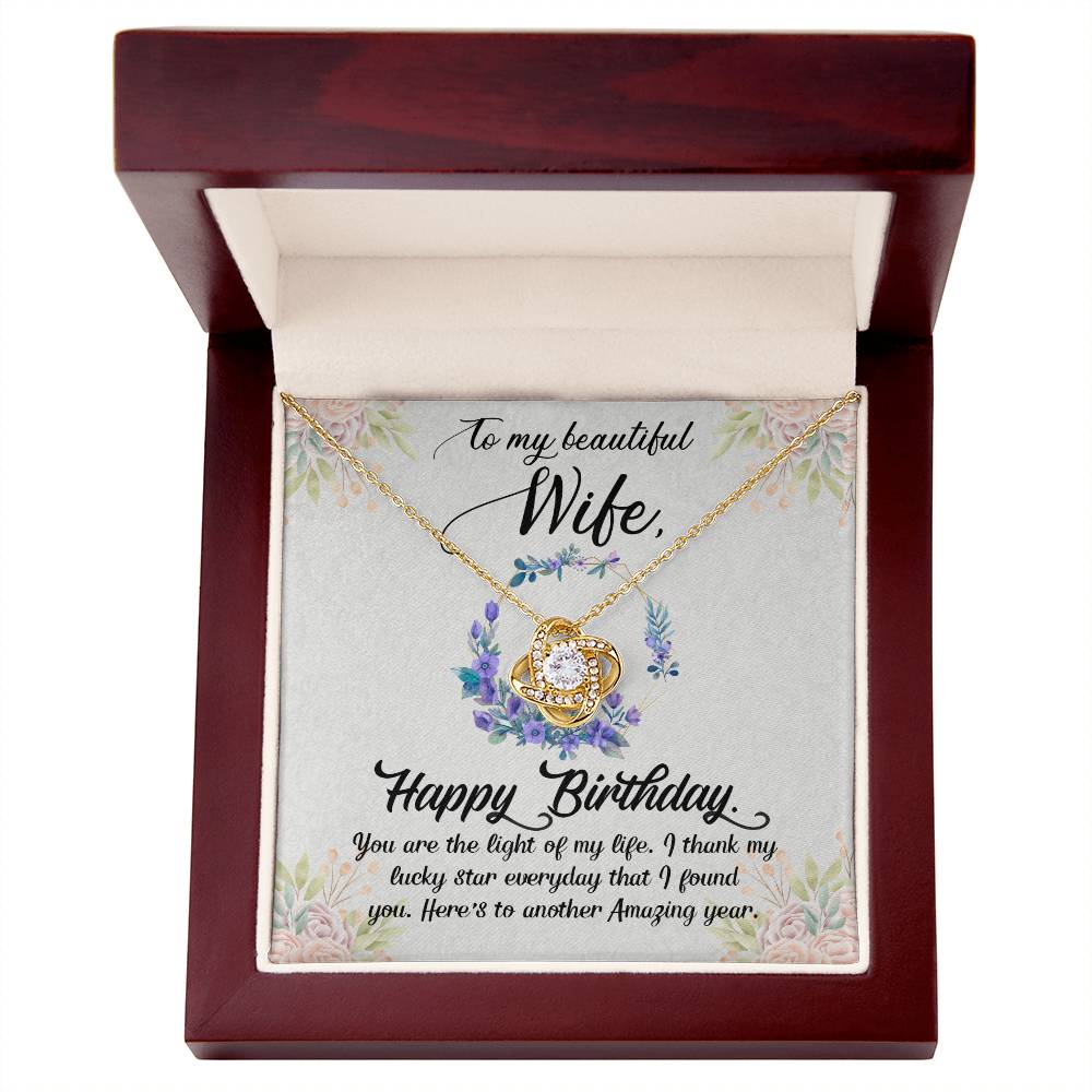 To My Beautiful Wife - Happy Birthday - Love Knot Necklace