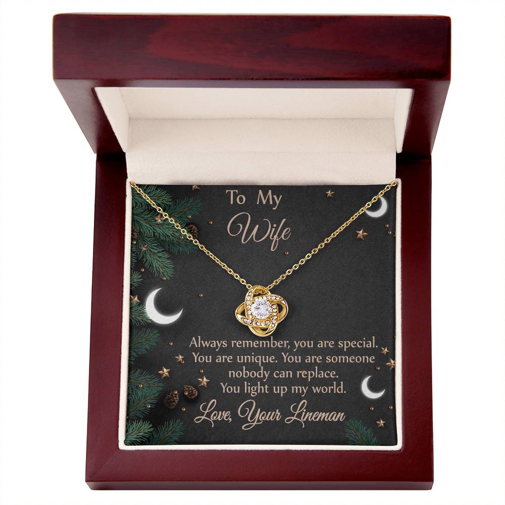 For Wife - From Lineman - You Light Up My World Necklace