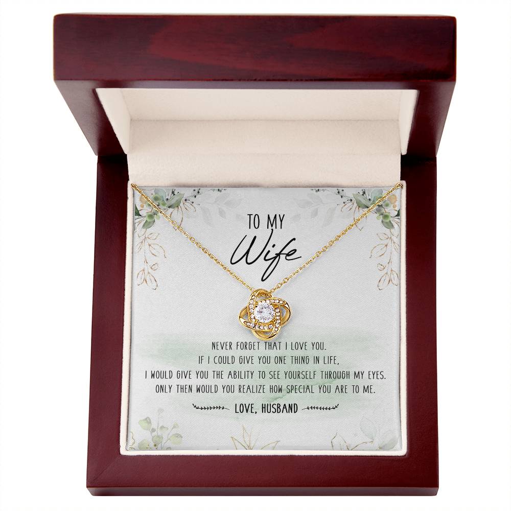 To My Special Wife Love Knot Necklace Mother's Day Message Card From Husband