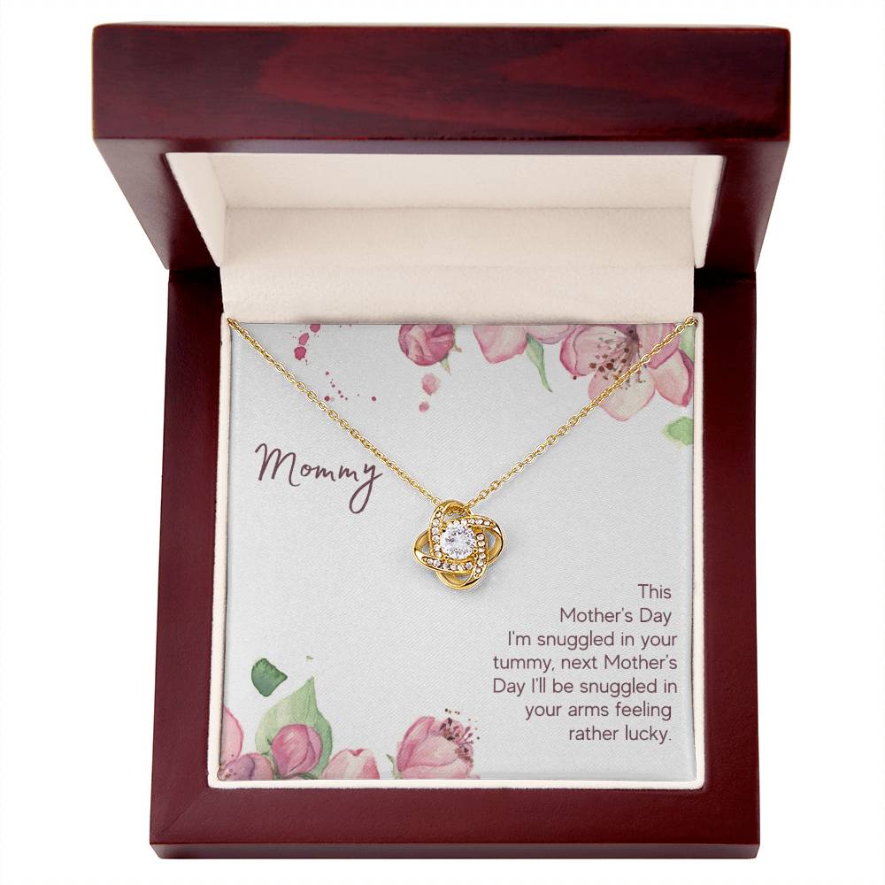 Mommy - This Mother's Day I'm Snuggledin Your Tummy - Love Knot Necklace