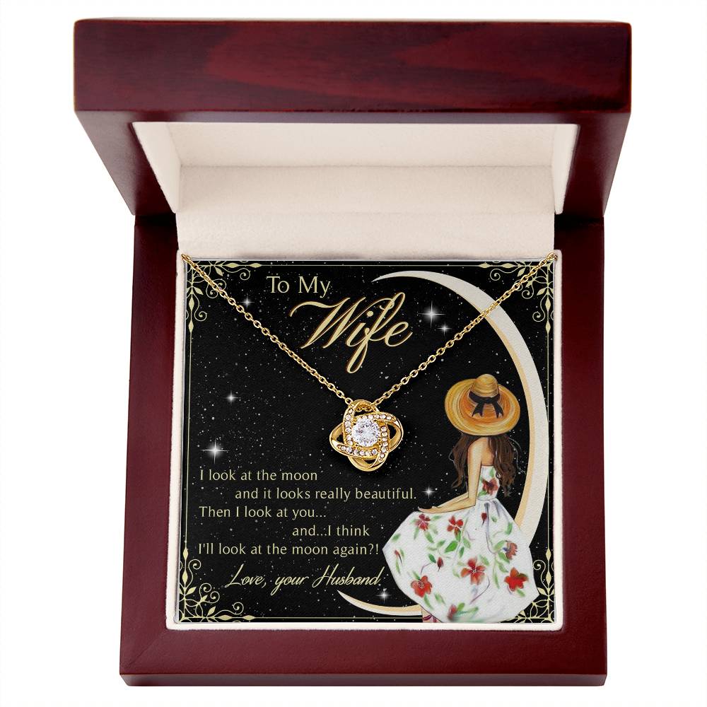 To My Beautiful Wife Love Knot Necklace Mother's Day Message Card