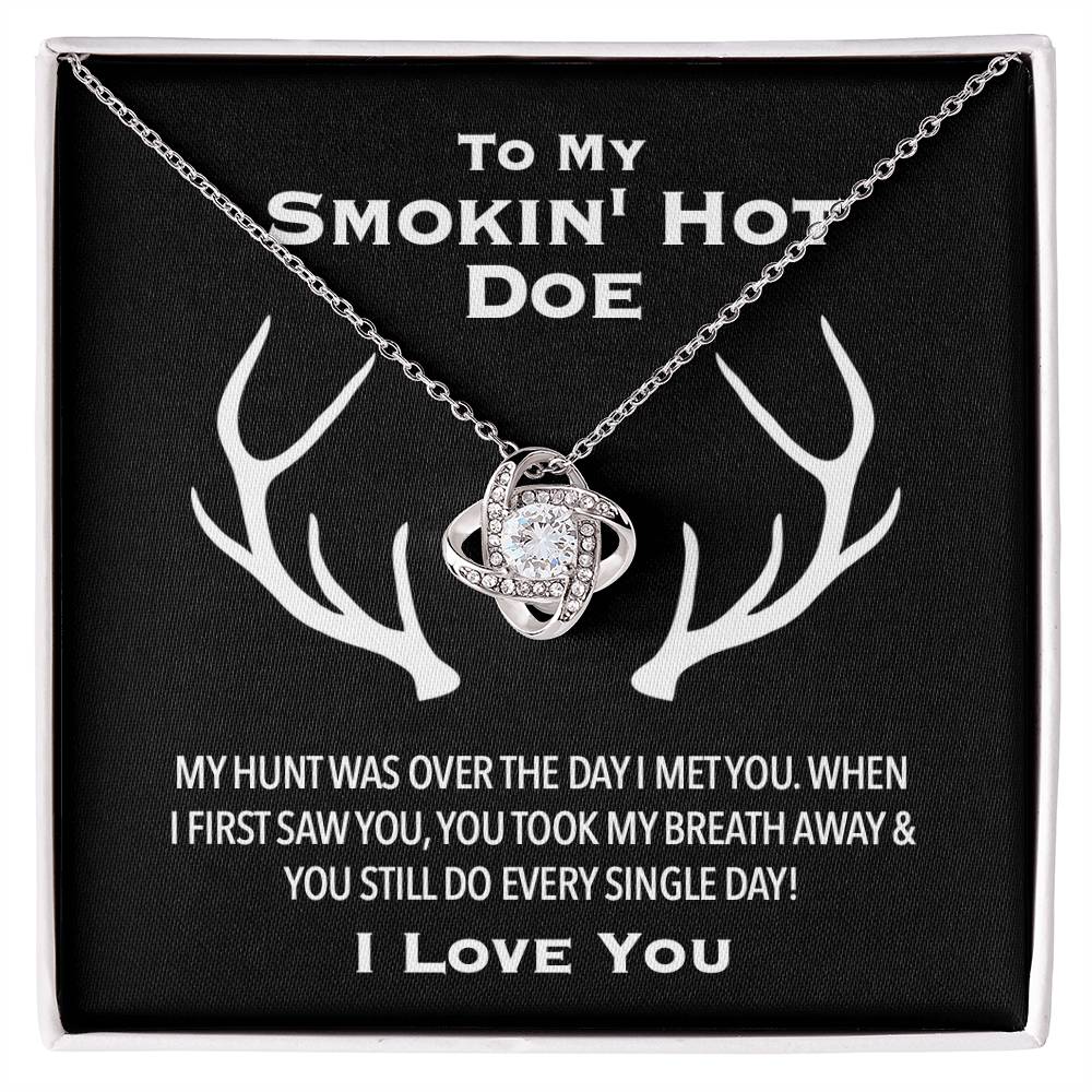 To My Smokin' Hot Doe Knotted Love Necklace | Hunter Gifts, Hunting Gifts for Women, Hunting Christmas Gift, Hunting Gift From Husband, to My Soulmate Smokin Hot, Wife Necklace, Anniversary Gift, Wife Gift, Necklace Gifts, Card Gift, Necklace for Daughter