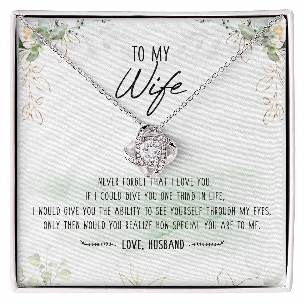To My Special Wife Love Knot Necklace Mother's Day Message Card From Husband