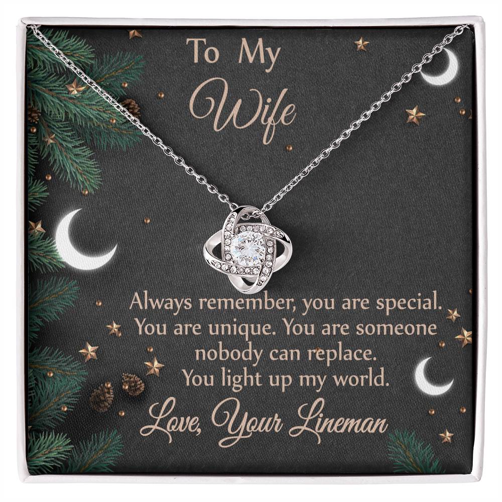 For Wife - From Lineman - You Light Up My World Necklace