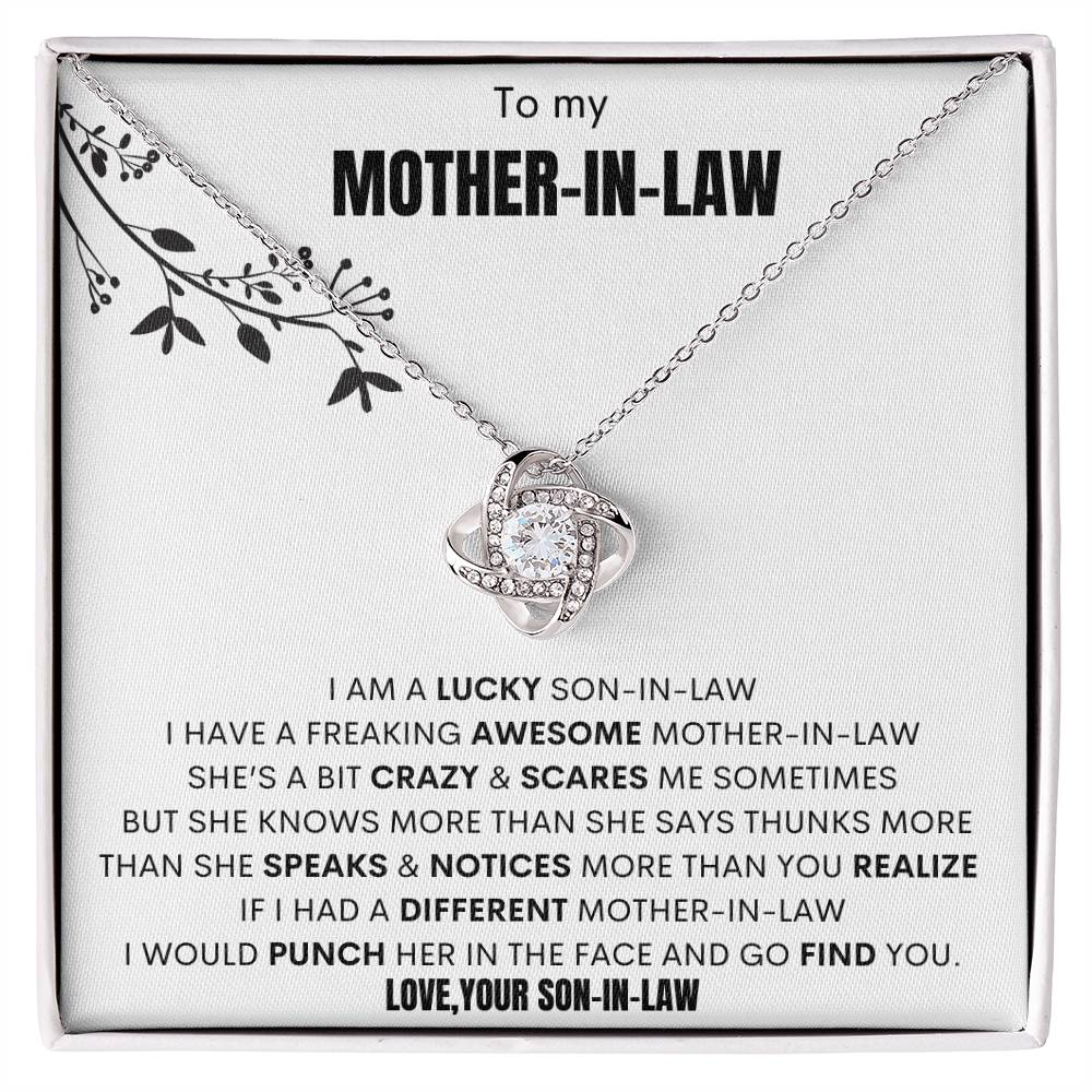 To My Mother-In-Law"i Am a Lucky Son-In-Law" Love Your... Knot Necklace