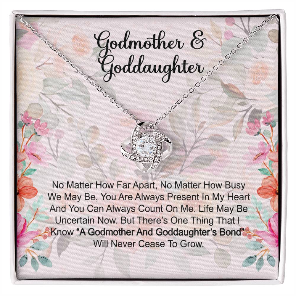 Godmother & Goddaughter Gift Love Knot Necklace: Baptism, Confirmation, Graduation, Holiday, Birthday Gift