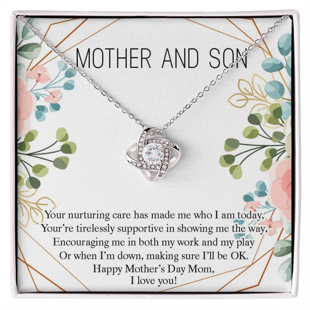 Mother and Son Necklace Gift, Happy Mother's Day Mom Gift From Son, Cute Gift for Mom, Mother Love Knot Necklace, Mother's Day Jewelry