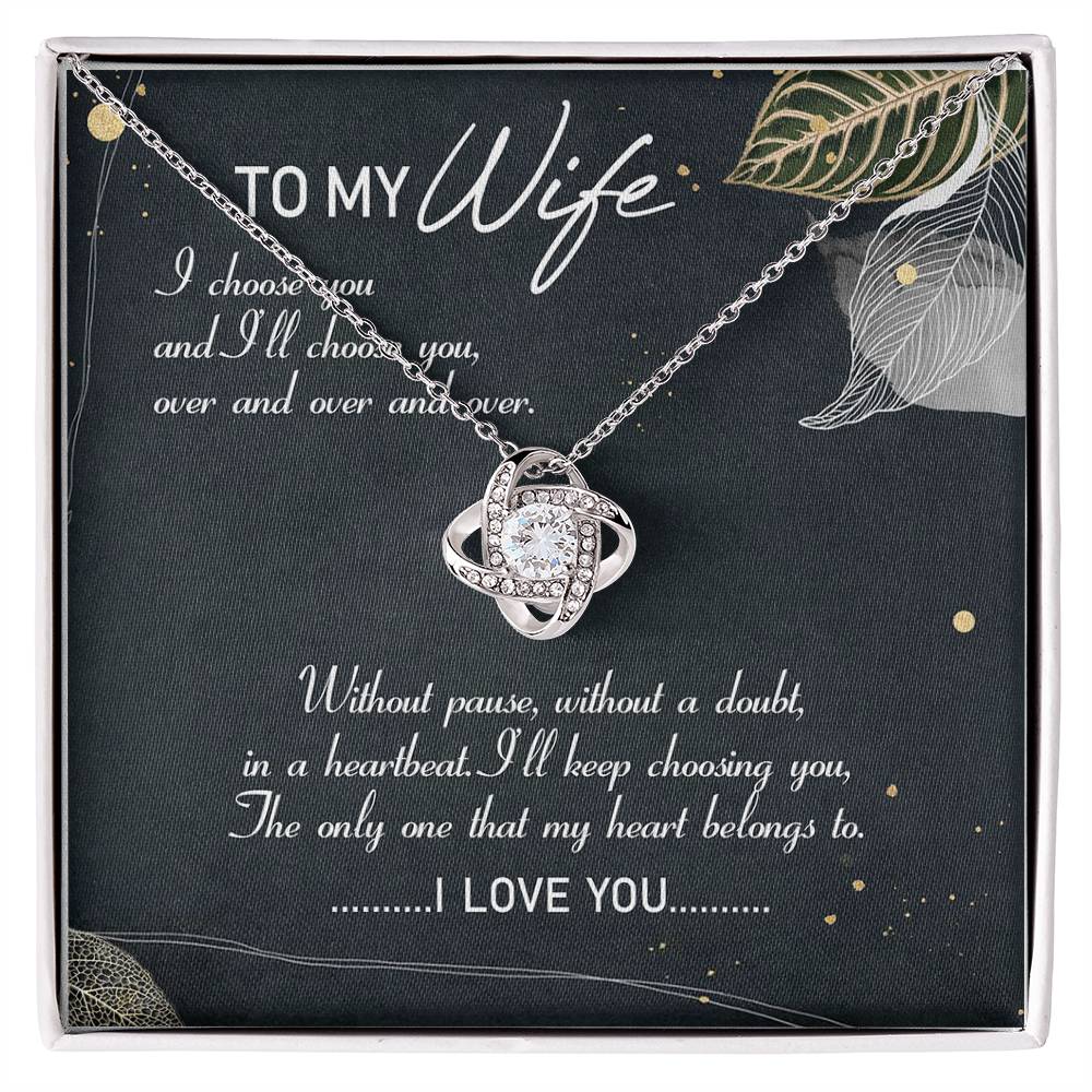 To My Wife My Heart Belong to You Love Knot Necklace Message Card From Husband