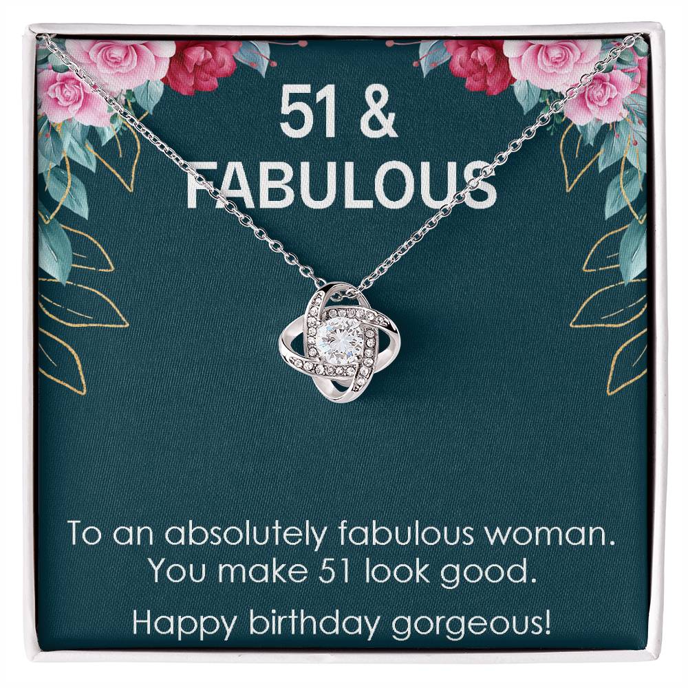 51st Birthday Gift for Womens, Turning 51 & Fabulous Necklace Gift, 51 Years Old Gift for Mom Wife, Love Knot Necklace