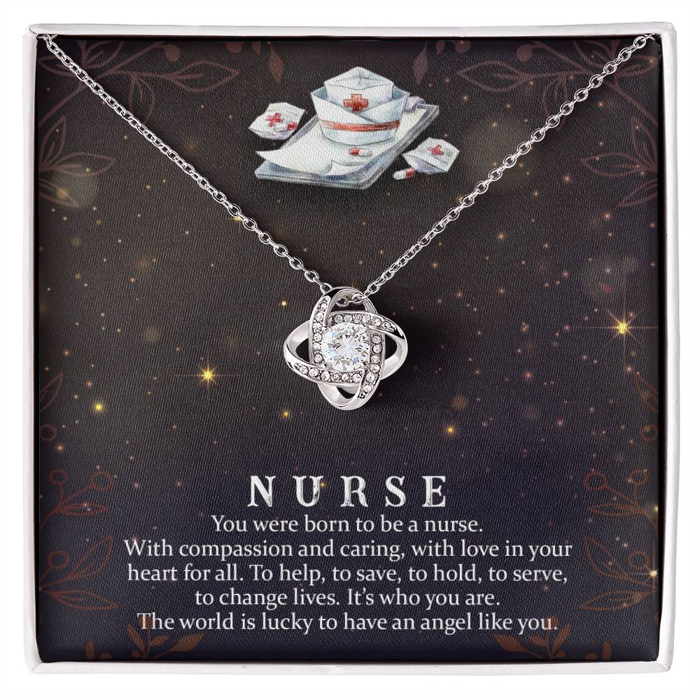 To My Nurse - Born to Be a Nurse - Love Knot Necklace
