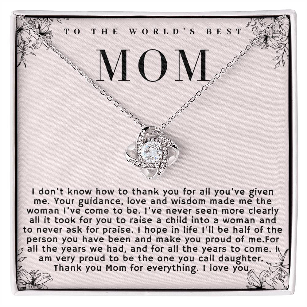 To the World's Best Mom Necklace Gift, Sentimental Gift for Mom, Birthday Gift for Mom, Perfect Mother's Day Gift