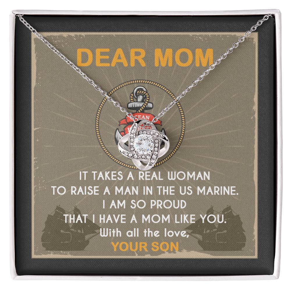 Marine Mom Gift - I Am So Proud Having Mom Like You - the Love Knot Necklace