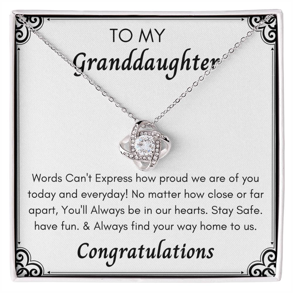 To My Granddaughter Love Knot Necklace