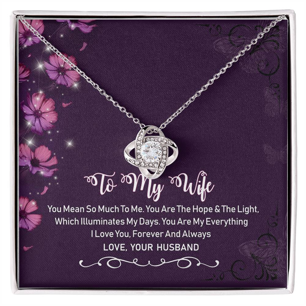 To My Wife Violet Love Knot Necklace Mother's Day Message Card