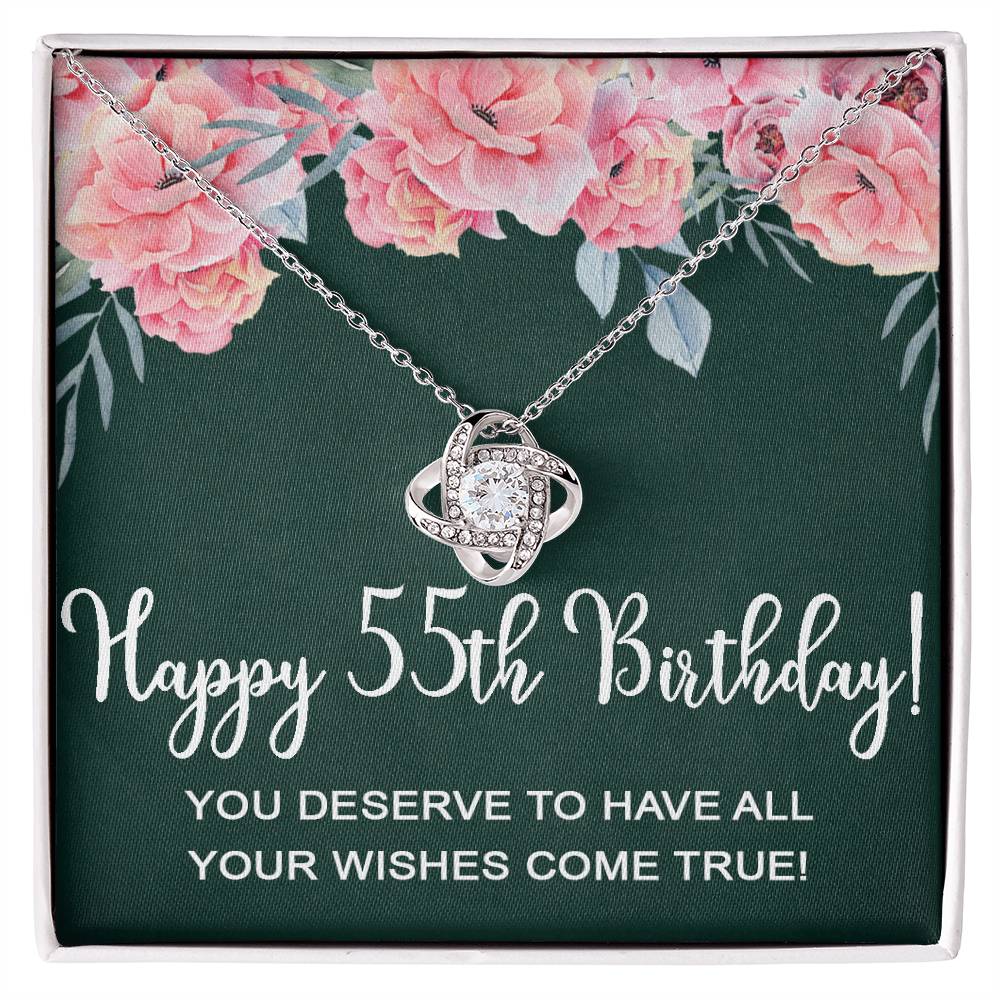 Happy 55th Birthday Gifts for Women Necklace, 55 Years Old Jewelry Gift, Birthday Gift for Mom, Love Knot Necklace Xu1162lk38