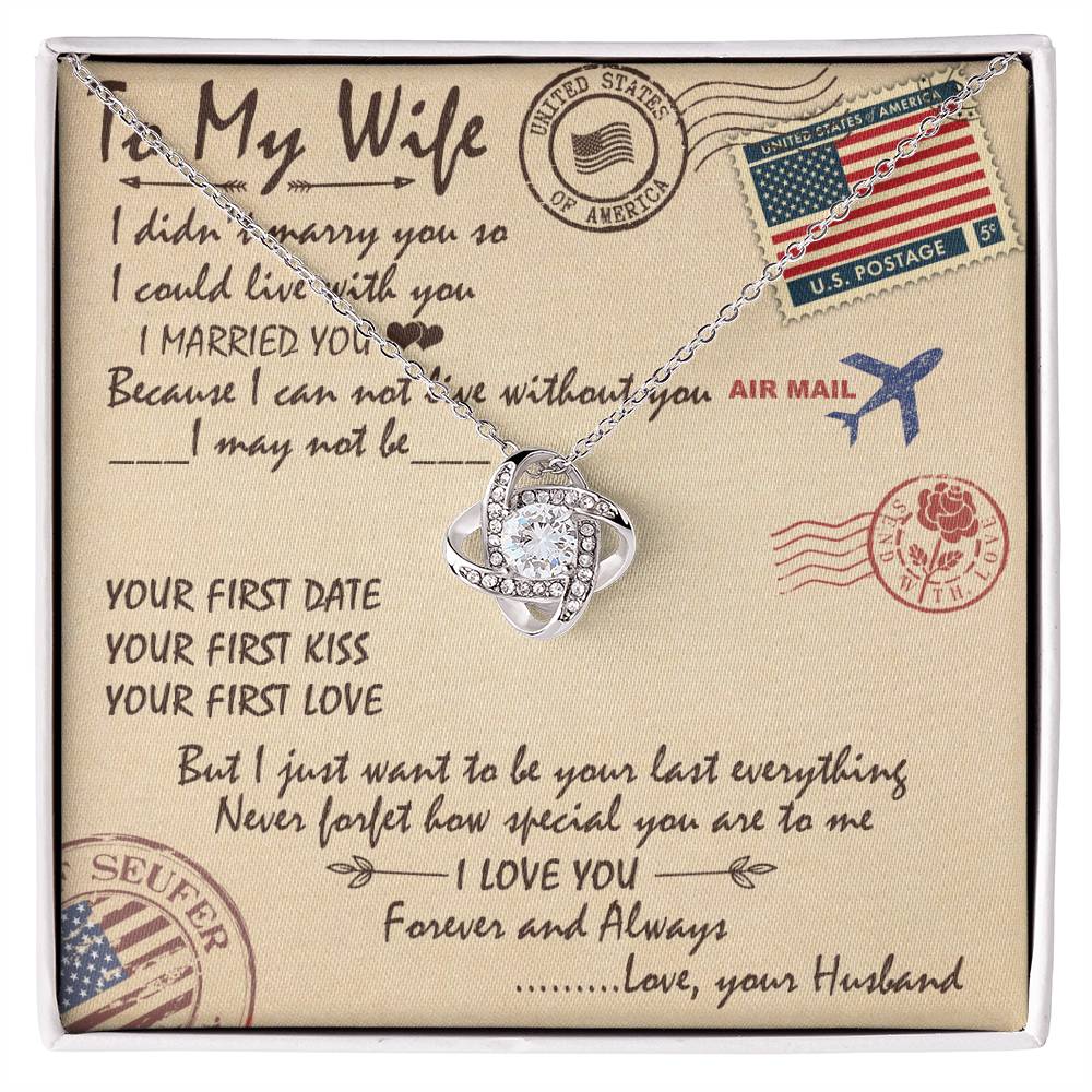 To My Wife Love Knot Necklace Message Card