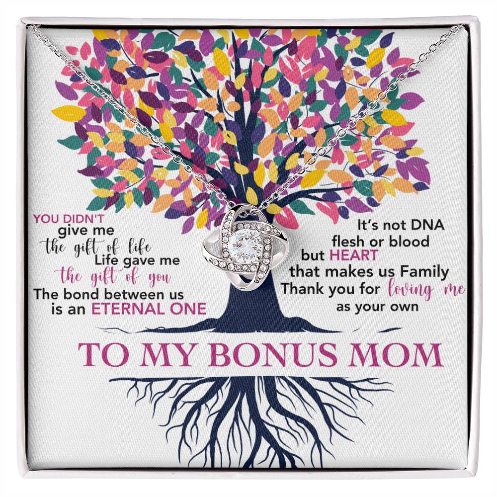 Gift for Bonus Mom Thanks for Loving Me as Your Own - Silver Necklace Message Card