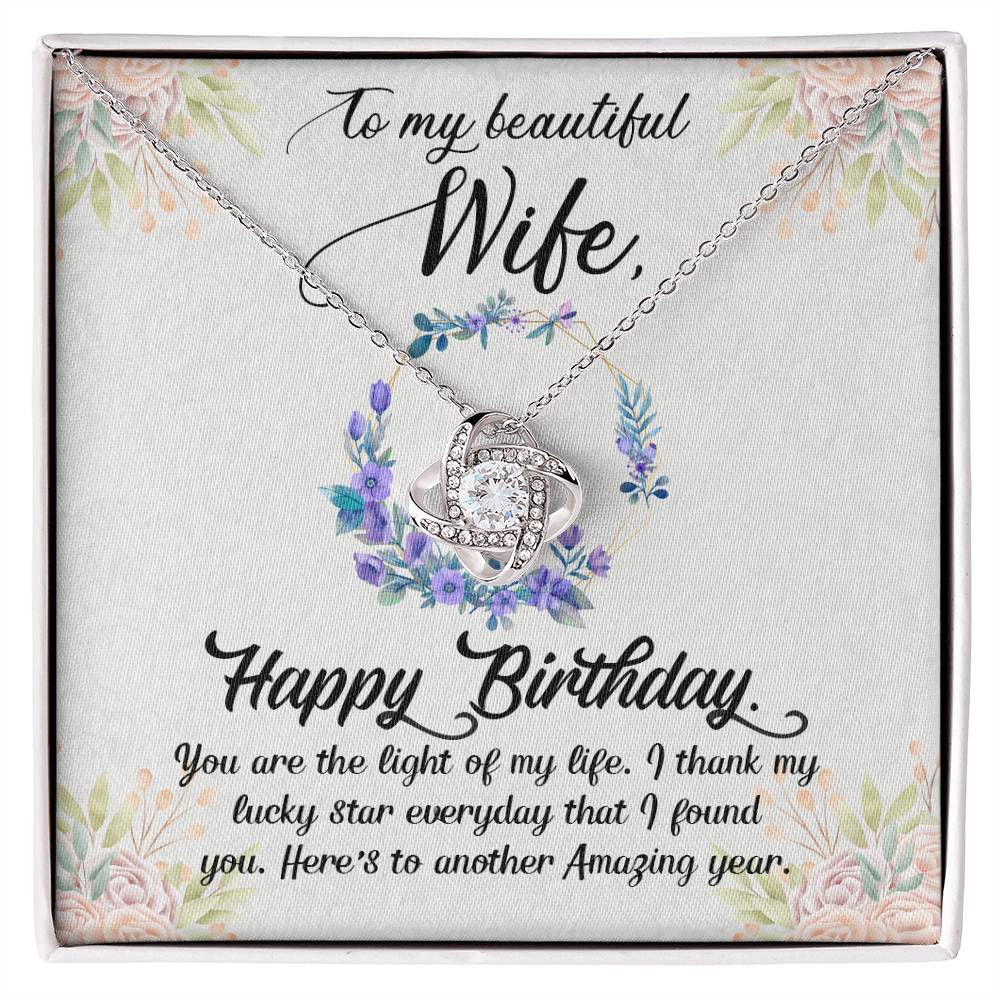 To My Beautiful Wife - Happy Birthday - Love Knot Necklace