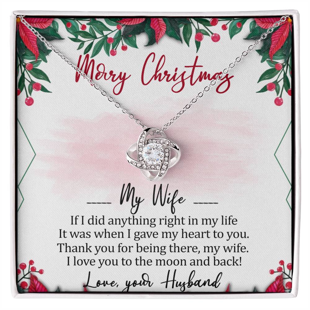 Merry Christmas My Wife Love Knot Necklace Message Card