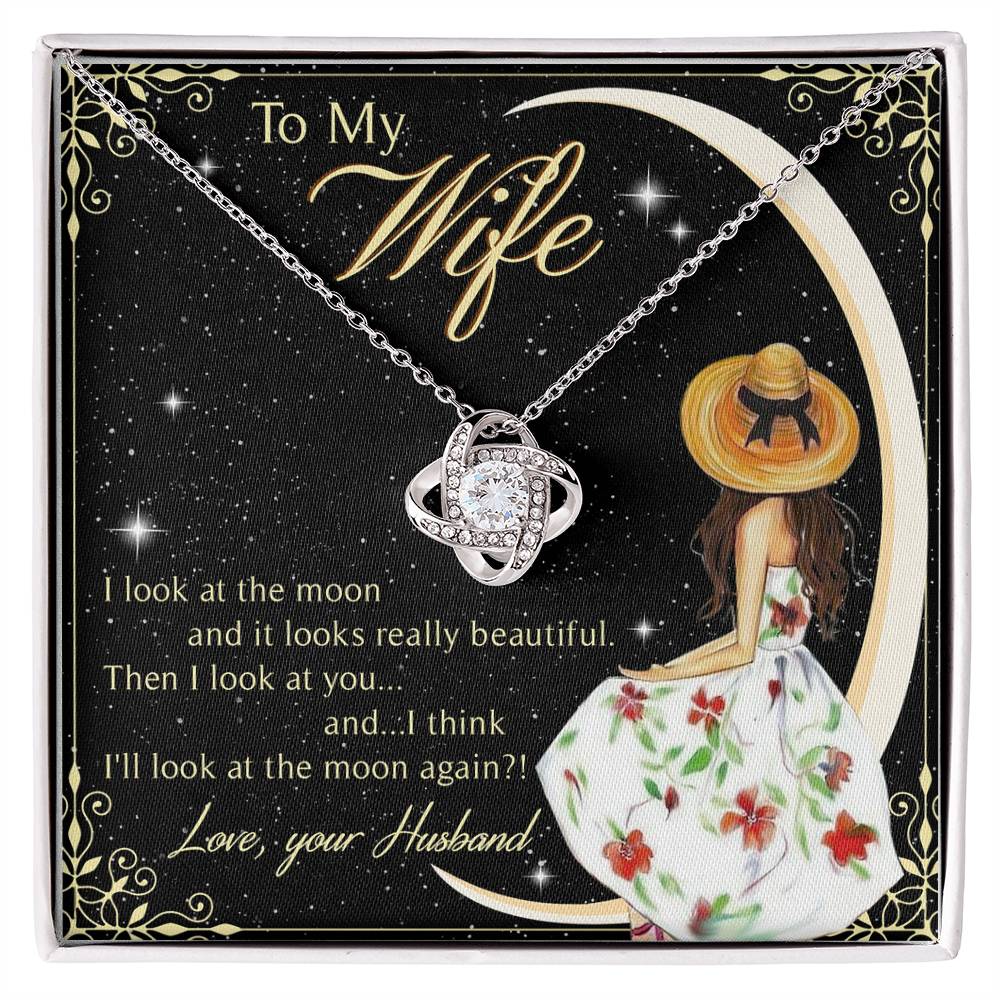 To My Beautiful Wife Love Knot Necklace Mother's Day Message Card