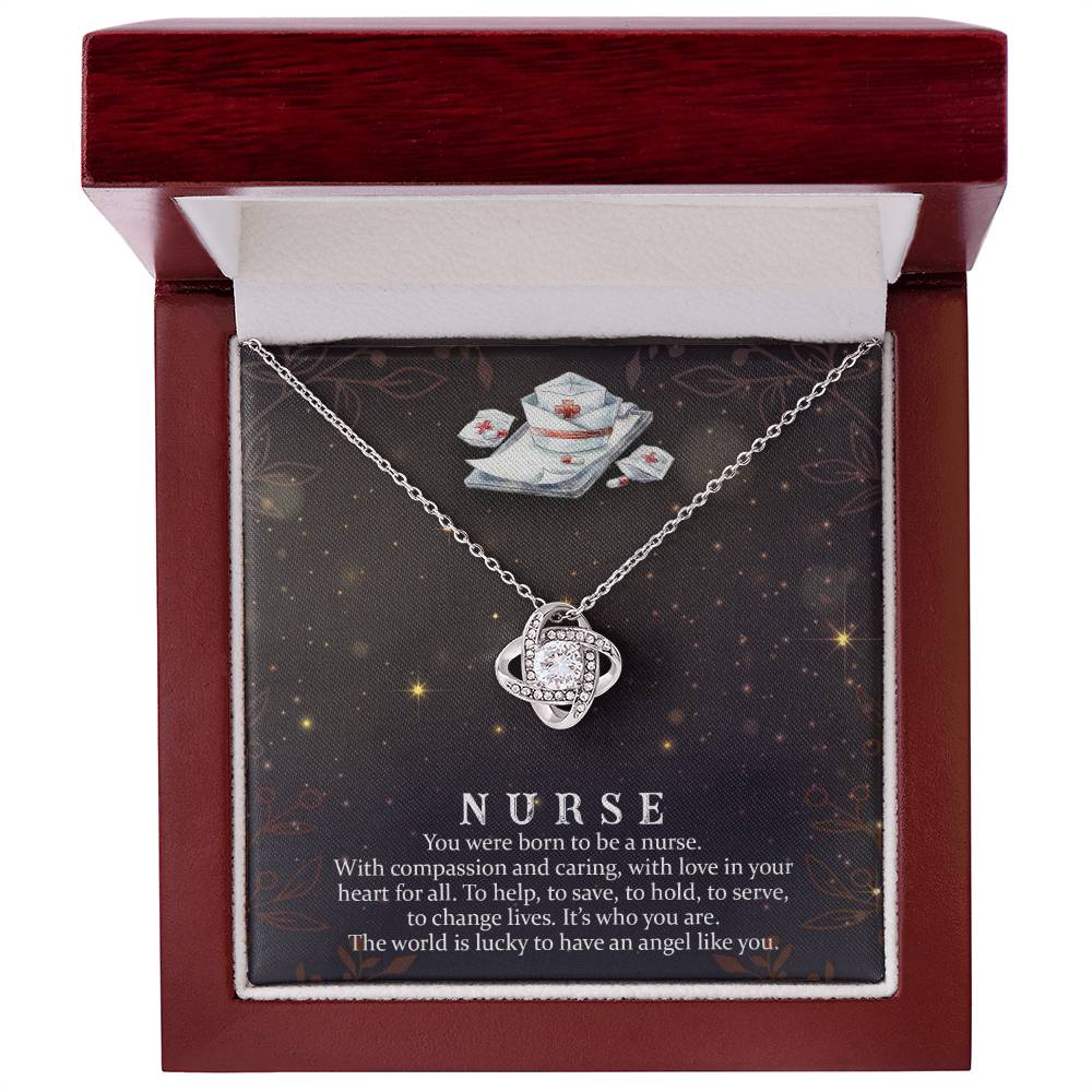 To My Nurse - Born to Be a Nurse - Love Knot Necklace