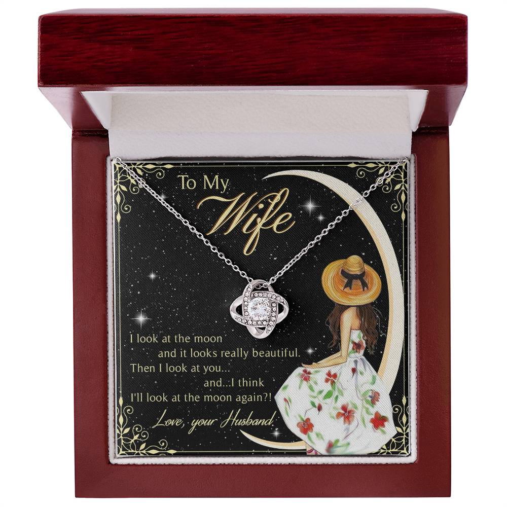To My Beautiful Wife Love Knot Necklace Mother's Day Message Card