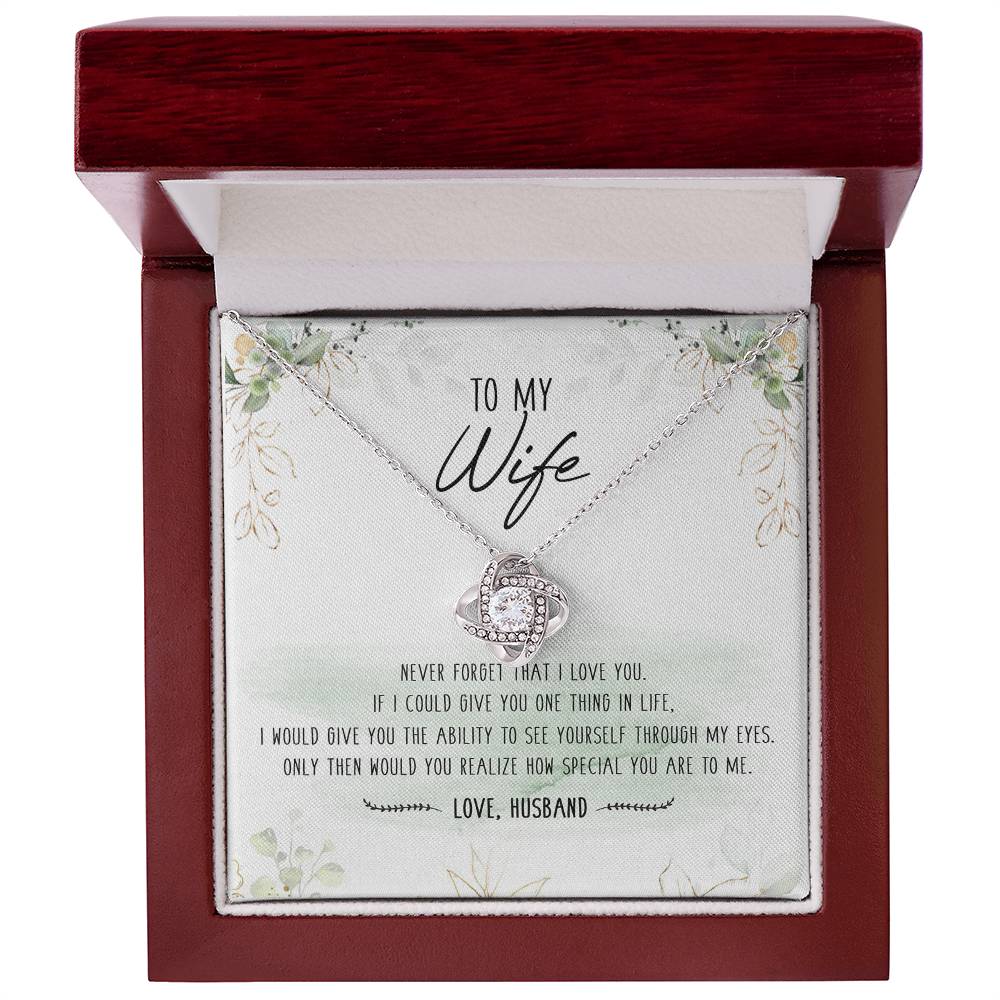 To My Special Wife Love Knot Necklace Mother's Day Message Card From Husband