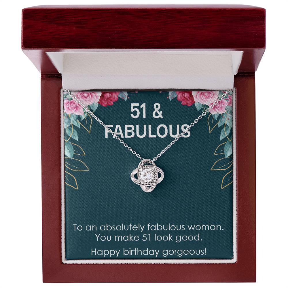 51st Birthday Gift for Womens, Turning 51 & Fabulous Necklace Gift, 51 Years Old Gift for Mom Wife, Love Knot Necklace
