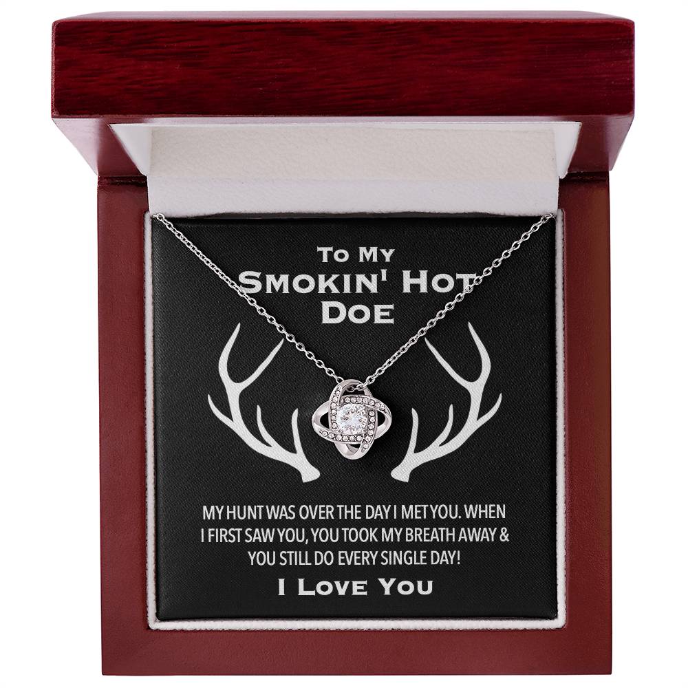 To My Smokin' Hot Doe Knotted Love Necklace | Hunter Gifts, Hunting Gifts for Women, Hunting Christmas Gift, Hunting Gift From Husband, to My Soulmate Smokin Hot, Wife Necklace, Anniversary Gift, Wife Gift, Necklace Gifts, Card Gift, Necklace for Daughter
