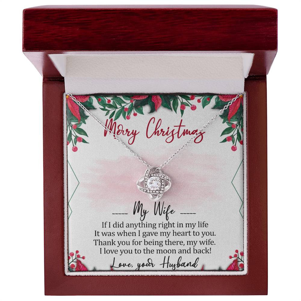 Merry Christmas My Wife Love Knot Necklace Message Card
