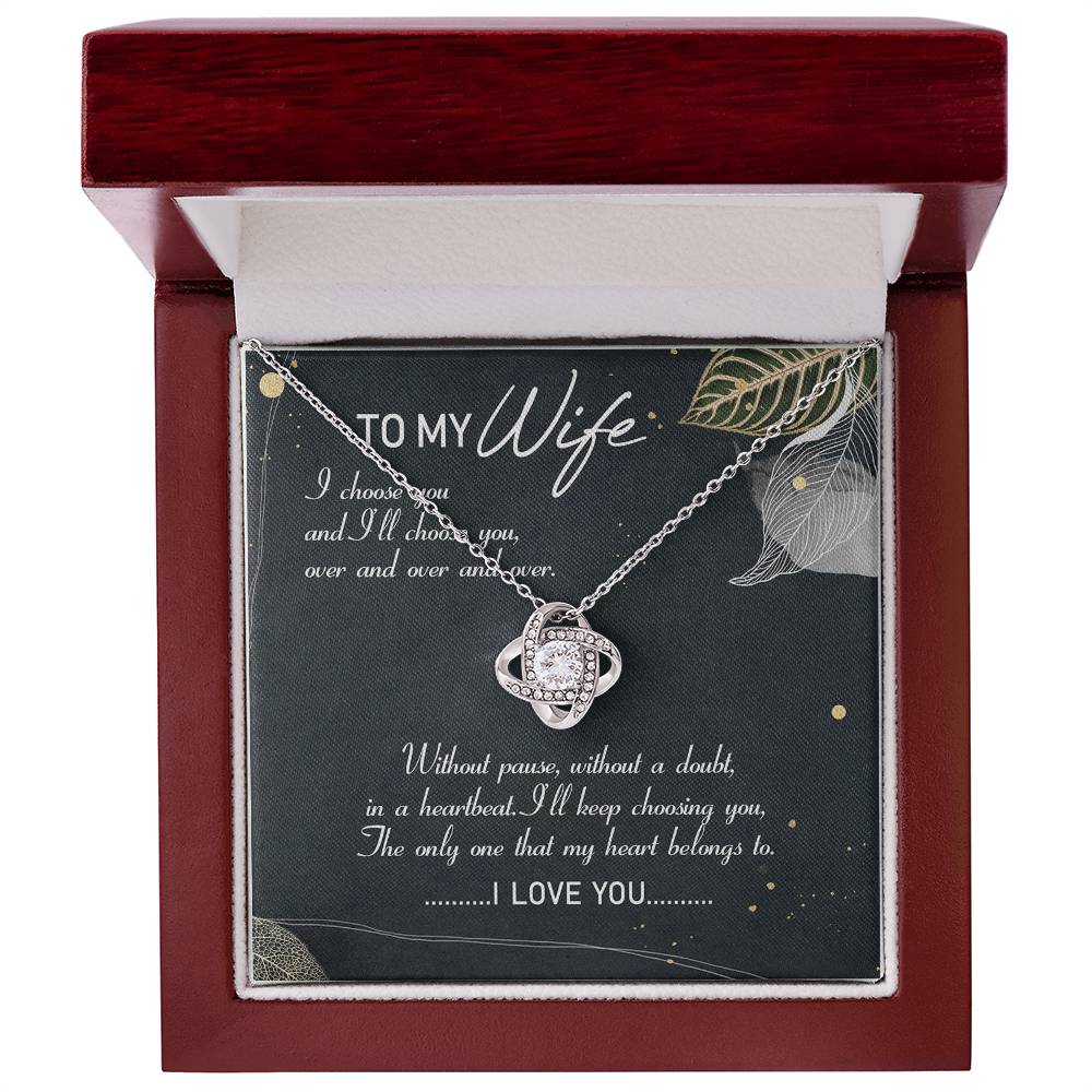 To My Wife My Heart Belong to You Love Knot Necklace Message Card From Husband