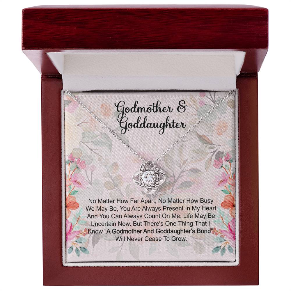 Godmother & Goddaughter Gift Love Knot Necklace: Baptism, Confirmation, Graduation, Holiday, Birthday Gift