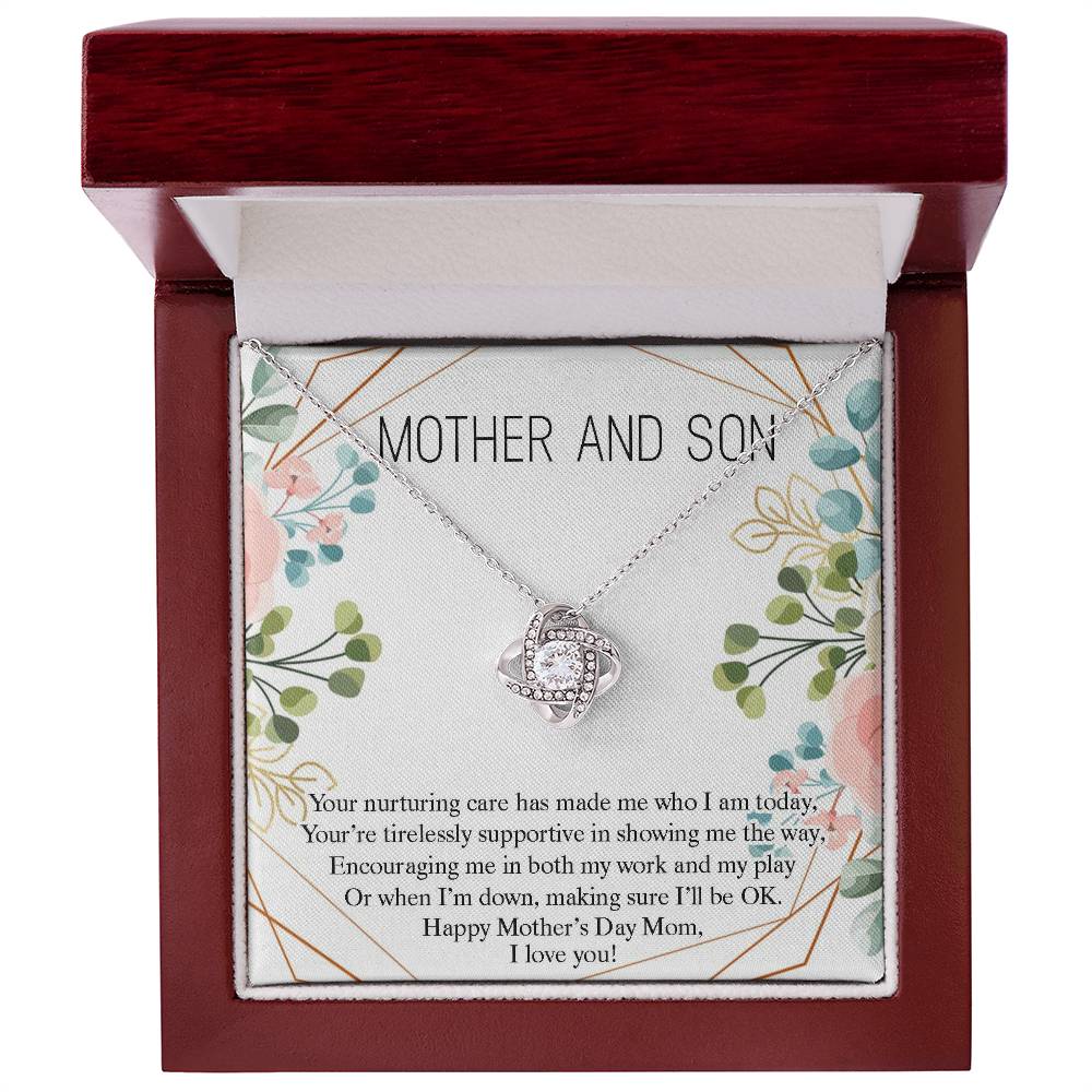 Mother and Son Necklace Gift, Happy Mother's Day Mom Gift From Son, Cute Gift for Mom, Mother Love Knot Necklace, Mother's Day Jewelry