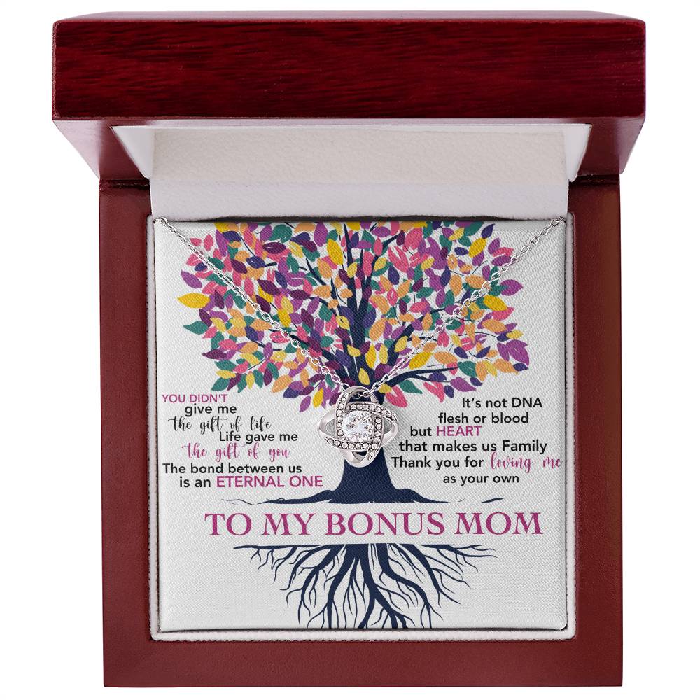 Gift for Bonus Mom Thanks for Loving Me as Your Own - Silver Necklace Message Card
