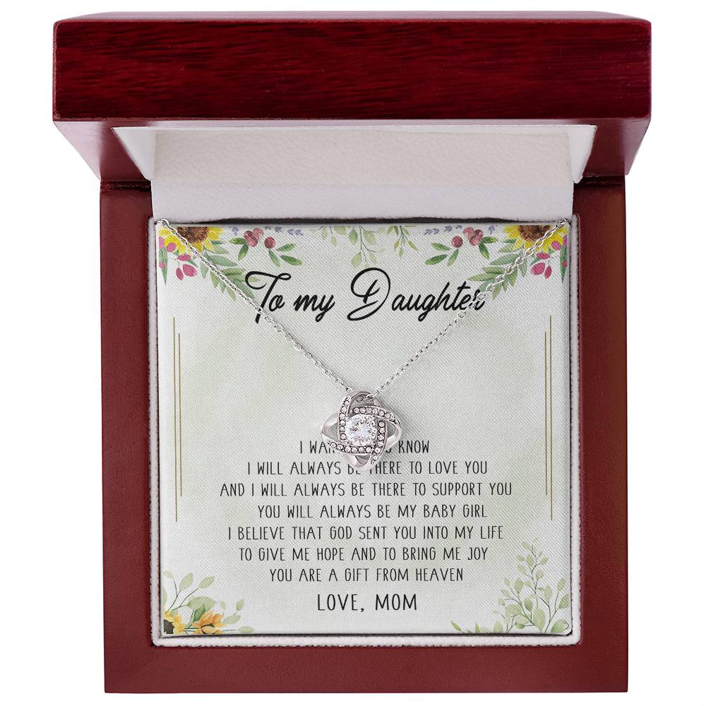 To My Daughter You're a Gift From Heaven Love Knot Necklace
