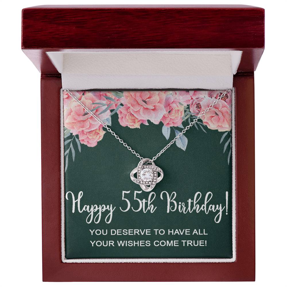 Happy 55th Birthday Gifts for Women Necklace, 55 Years Old Jewelry Gift, Birthday Gift for Mom, Love Knot Necklace Xu1162lk38
