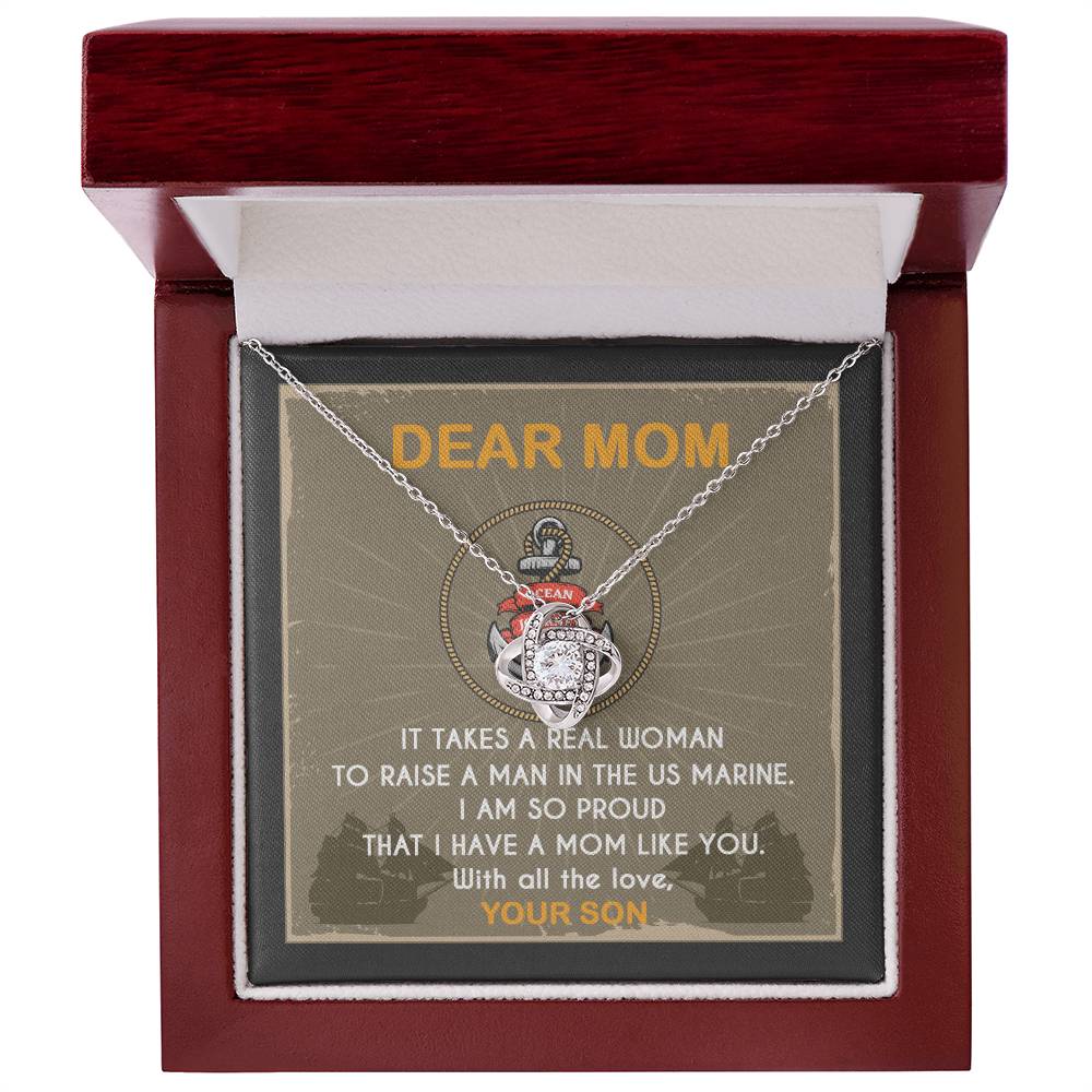Marine Mom Gift - I Am So Proud Having Mom Like You - the Love Knot Necklace