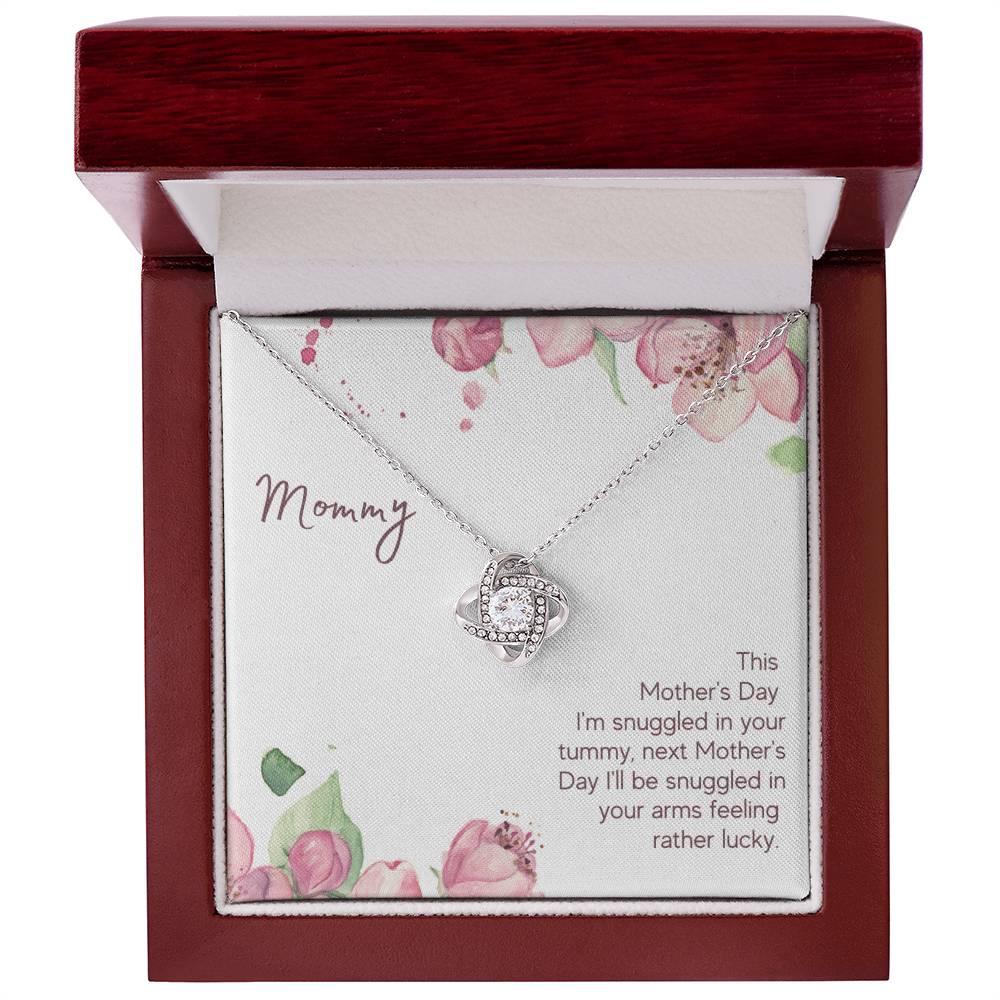 Mommy - This Mother's Day I'm Snuggledin Your Tummy - Love Knot Necklace