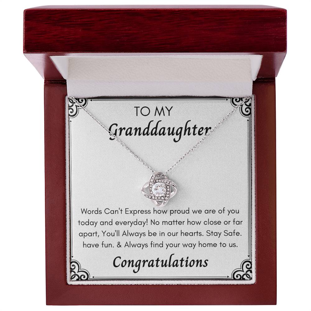 To My Granddaughter Love Knot Necklace